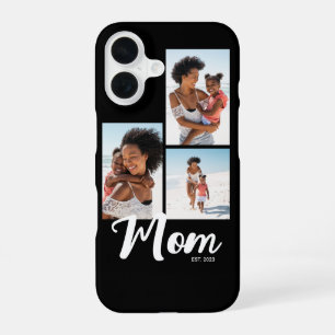 Mum Established Modern Script Black 3 Photo iPhone 16 Case