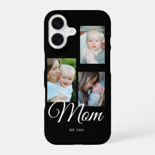 Mum Established Modern Script Black 3 Photo iPhone 16 Case