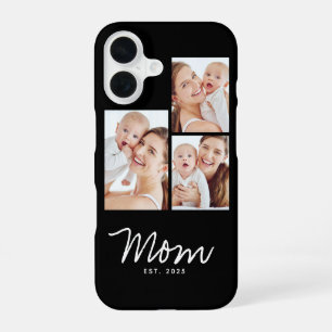 Mum Established Modern Script Black 3 Photo iPhone 16 Case