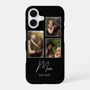 Mum Established Modern Script Black 3 Photo iPhone 16 Case