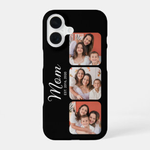 Mum Established Modern Script Black 3 Photo iPhone 16 Case