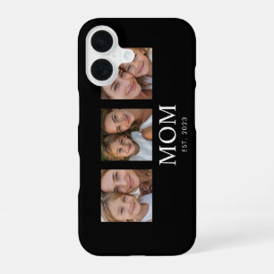 Mum Established Modern Script Black 3 Photo iPhone 16 Case