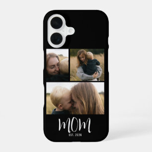Mum Established Modern Script Black 3 Photo iPhone 16 Case