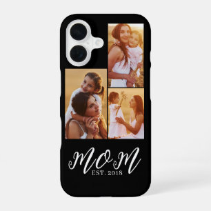 Mum Established Modern Script Black 3 Photo iPhone 16 Case