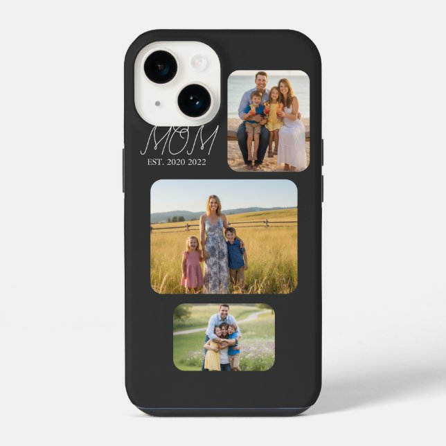 Mum Established Modern Script Black 3 Photo iPhone Case (Back)