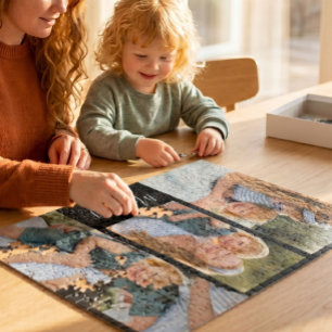 Mum Established Modern Script Black 3 Photo Jigsaw Puzzle