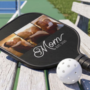 Mum Established Modern Script Black 3 Photo Pickleball Paddle