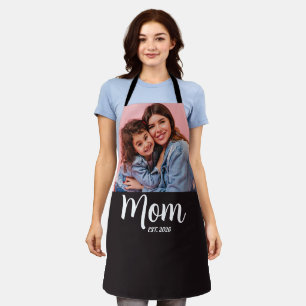 Mum Established Modern Script Photo Apron