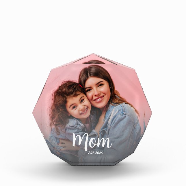 Mum Established Modern Script Photo Block (Front)