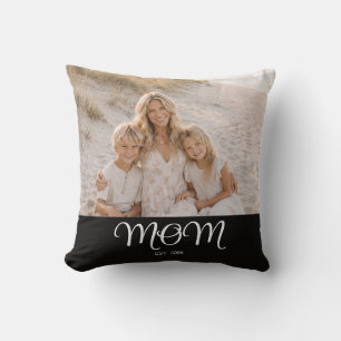 Mum Established Modern Script Photo Cushion