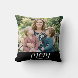 Mum Established Modern Script Photo Cushion