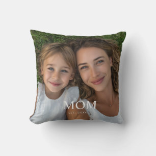 Mum Established Modern Script Photo Cushion
