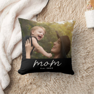 Mum Established Modern Script Photo Cushion