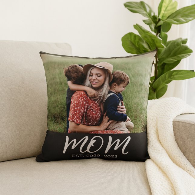 Mum Established Modern Script Photo Cushion (Creator Uploaded)