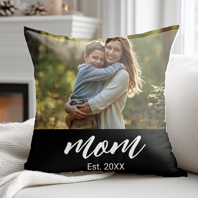 Mum Established Modern Script Photo Cushion (Creator Uploaded)