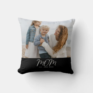 Mum Established Modern Script Photo Cushion
