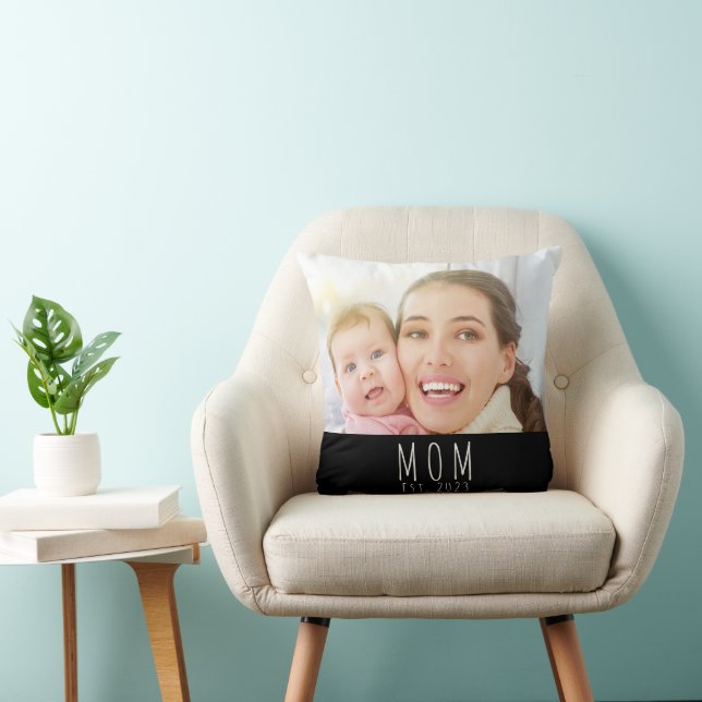 Mum Established Modern Script Photo  Cushion (Chair)