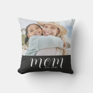 Mum Established Modern Script Photo Cushion