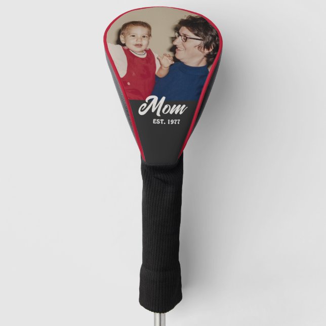 Mum Established Modern Script Photo Golf Head Cover (Front)