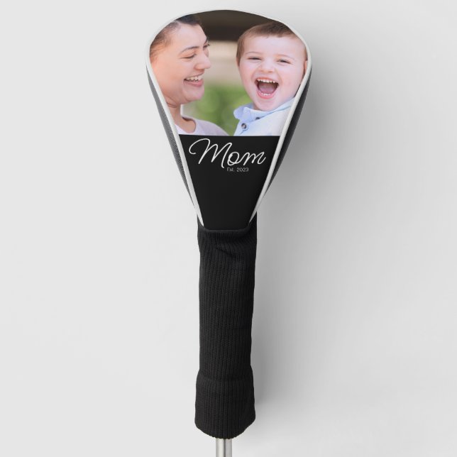 Mum Established Modern Script Photo Golf Head Cover (Front)