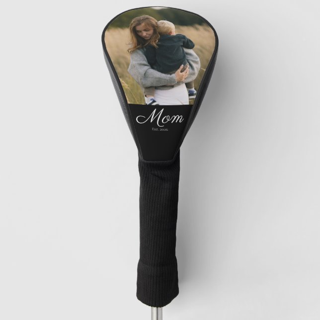 Mum Established Modern Script Photo Golf Head Cover (Front)
