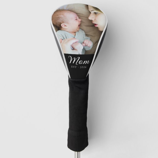 Mum Established Modern Script Photo Golf Head Cover (Front)