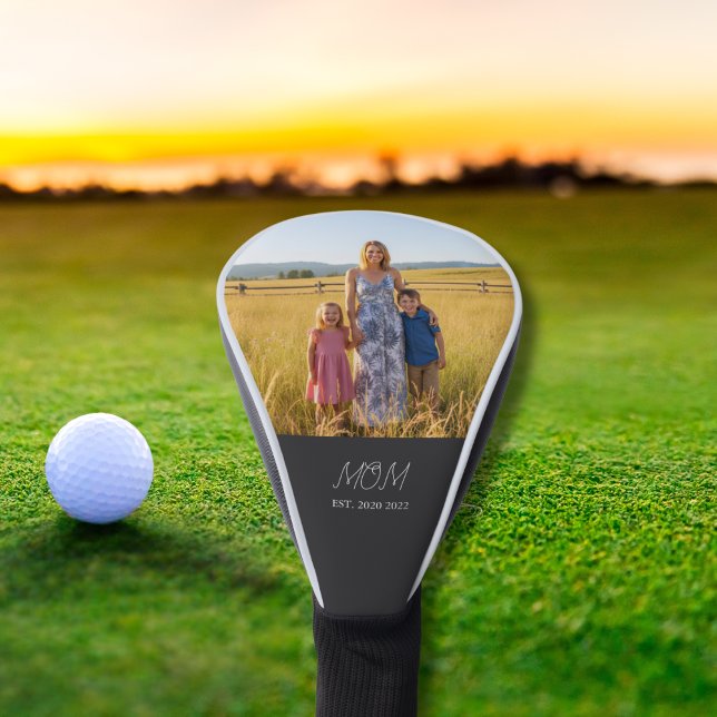 Mum Established Modern Script Photo  Golf Head Cover (Creator Uploaded)