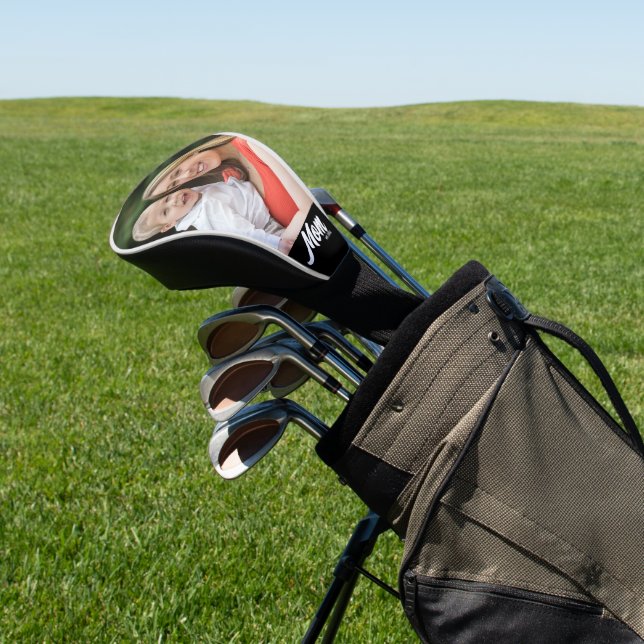 Mum Established Modern Script Photo Golf Head Cover (In Situ)