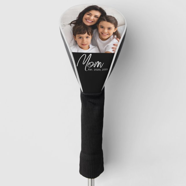 Mum Established Modern Script Photo  Golf Head Cover (Front)