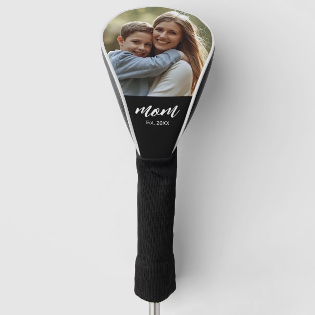 Mum Established Modern Script Photo Golf Head Cover (Front)