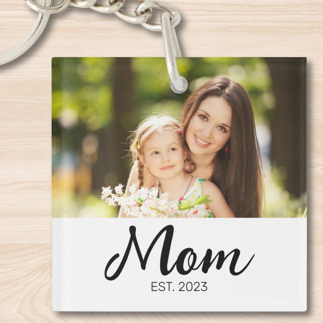 Mum Established Modern Script Photo Key Ring (Creator Uploaded)