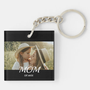 Mum Established Modern Script Photo Key Ring