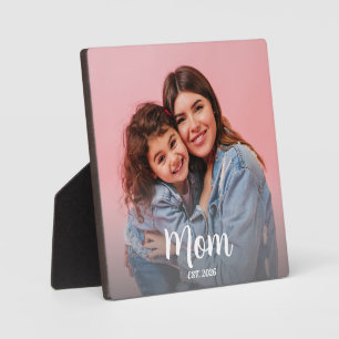 Mum Established Modern Script Photo Plaque