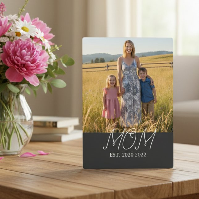 Mum Established Modern Script Photo  Plaque (Creator Uploaded)
