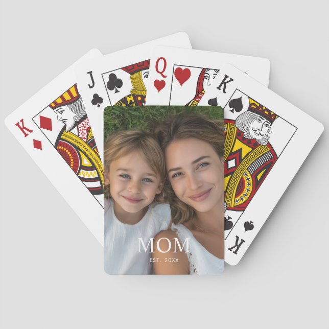 Mum Established Modern Script Photo  Playing Cards (Back)