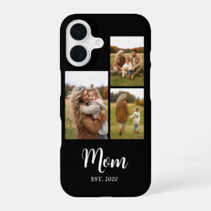 Mum Established Modern Script Text Black 3 Photo iPhone 16 Case