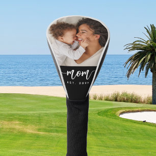 Mum Established Modern Script Typography Photo Golf Head Cover