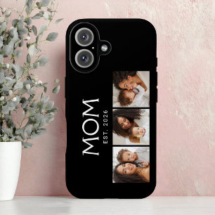 Mum Established Modern Typography Black 3 Photo iPhone 16 Case