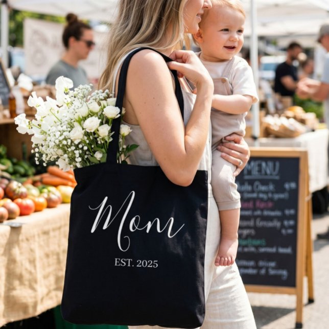 Mum Established New Mum Black Gift Tote Bag (Creator Uploaded)