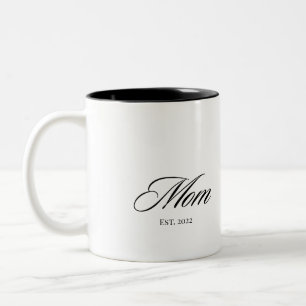 Mum Established New Mum Elegant Script Gift Two-Tone Coffee Mug
