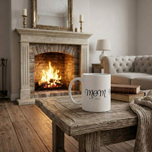 Mum Established New Mum Gift Black Script Coffee Mug