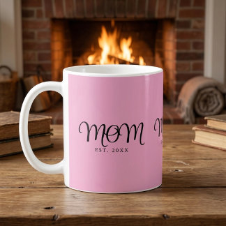 Mum Established New Mum Gift Black Script Coffee Mug