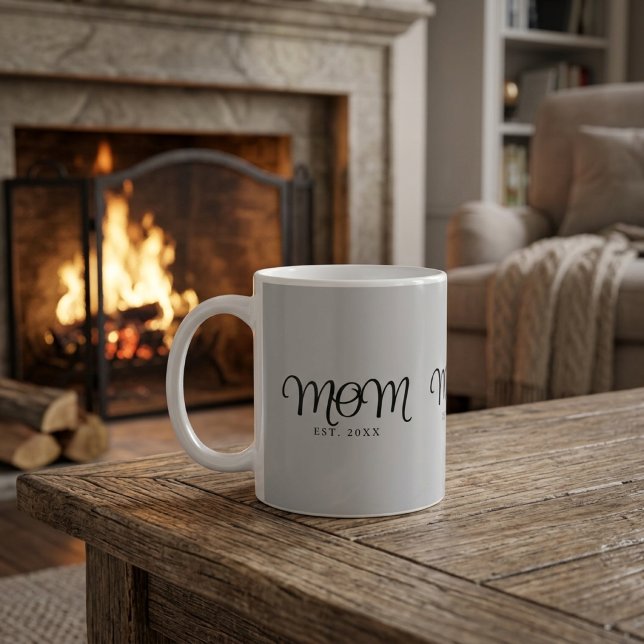 Mum Established New Mum Gift Black Script Coffee Mug (Mom Established New Mom Gift Black Script Coffee Mug)
