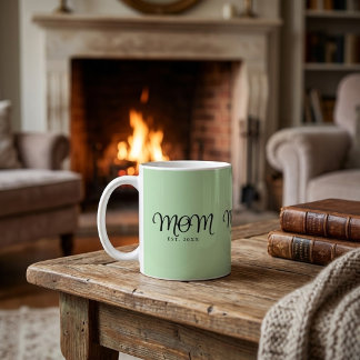Mum Established New Mum Gift Black Script Coffee Mug