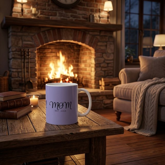 Mum Established New Mum Gift Black Script Coffee Mug (Mom Established New Mom Gift Black Script Coffee Mug)