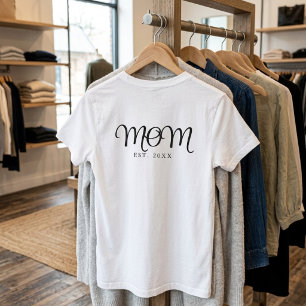 Mum Established New Mum Gift Black Script T-Shirt