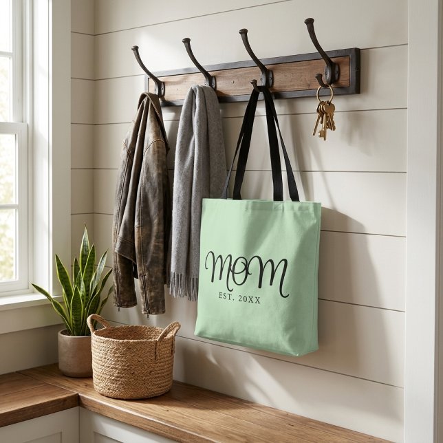 Mum Established New Mum Gift Black Script Tote Bag (Mom Established New Mom Gift Black Script Tote Bag
)