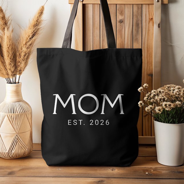 Mum Established New Mum Gift Black Tote Bag (Creator Uploaded)