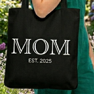Mum Established New Mum Gift Black Tote Bag