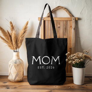 Mum Established New Mum Gift Black Tote Bag